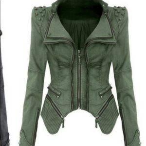 Lookbook Store Denim Studded Moto Jacket